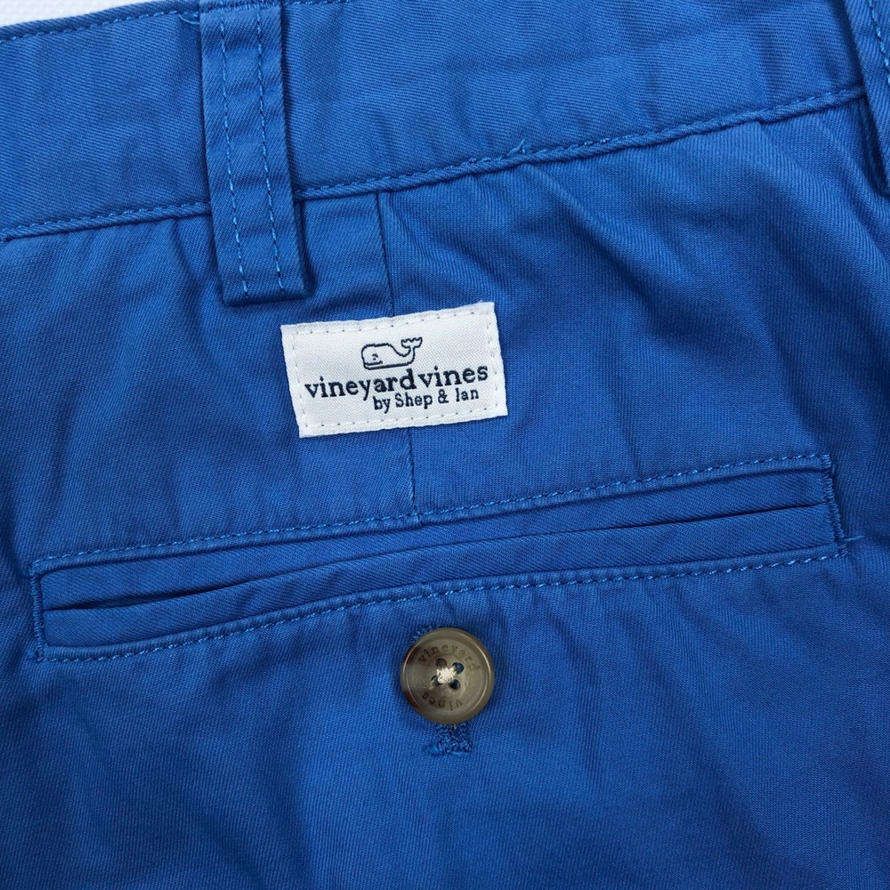 Vineyard Vines Club Shorts Mens 38 Blue Cotton Chino Flat Front Whale 9" Inseam - Picture 3 of 9